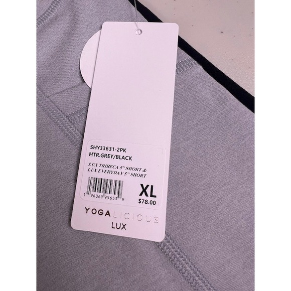 Yogalicious Lux Womens 2 Pack Tribeca & Everyday 5" Bike Shorts Grey Black XL - Picture 9 of 12